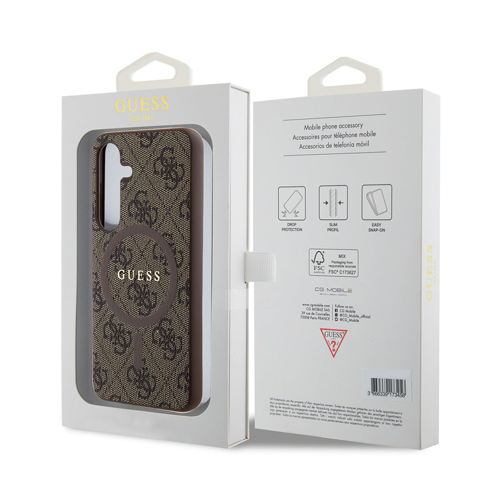 MagSafe tok Samsung Galaxy S24 S921-hez, Guess, 4G Collection, Barna