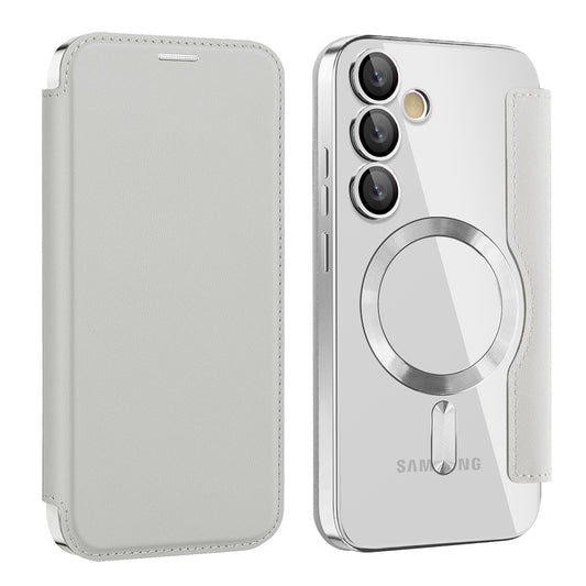 MagSafe Case for Samsung Galaxy S24 S921, Techsuit, SmartMag Book, Gray