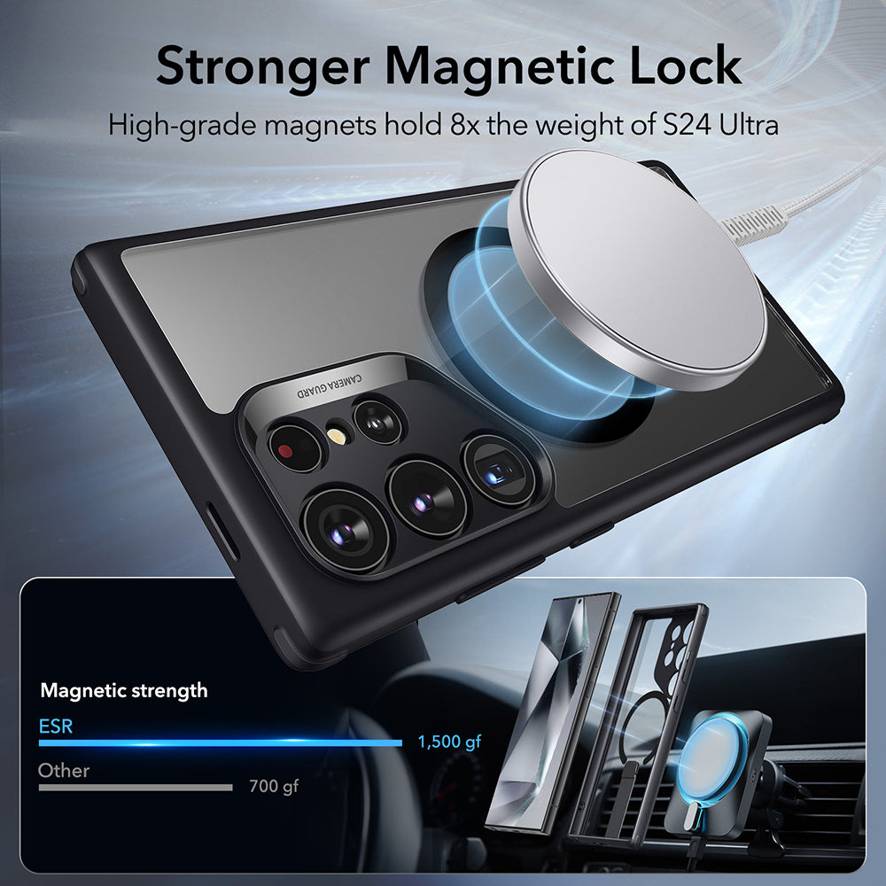 MagSafe tok Samsung Galaxy S24 Ultra S928-hez, ESR, Boost Flickstand, Átlátszó Fekete