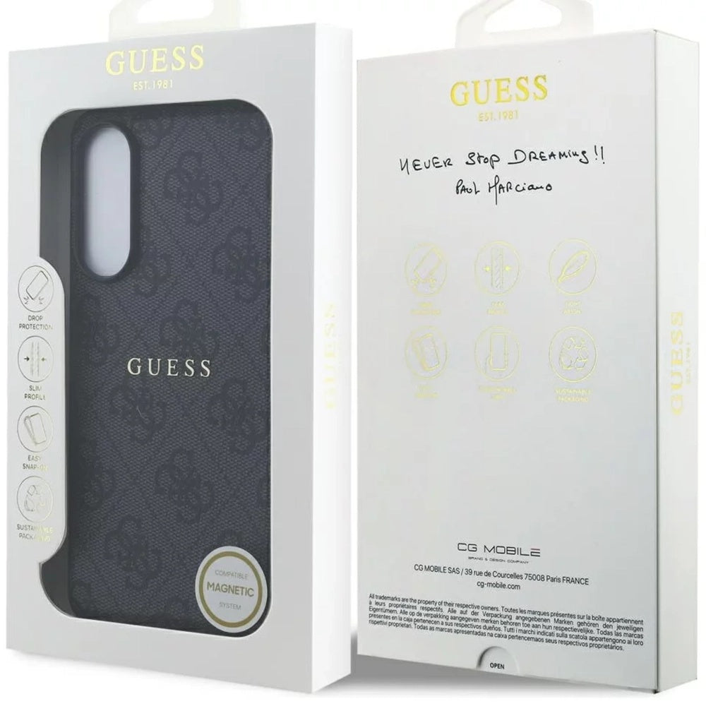 MagSafe tok Samsung Galaxy S25 Edge S937-hez, Guess, 4G Ring Classic Logo, Fekete