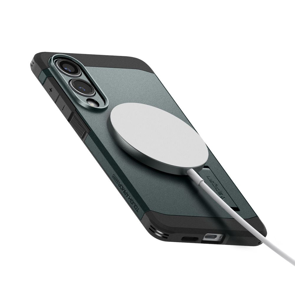 MagSafe tok Samsung Galaxy S25 Edge S937-hez, Spigen, Tough Armor, Zöld ACS09424