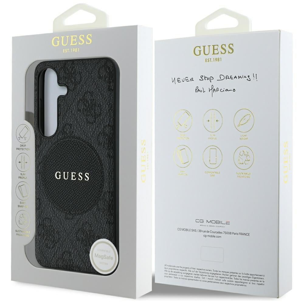 MagSafe tok Samsung Galaxy S25+ S936-hez, Guess, 4G Circle Classic Logo, Fekete