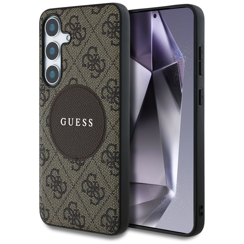 MagSafe tok Samsung Galaxy S25 S931-hez, Guess, 4G Circle Classic Logo, Barna