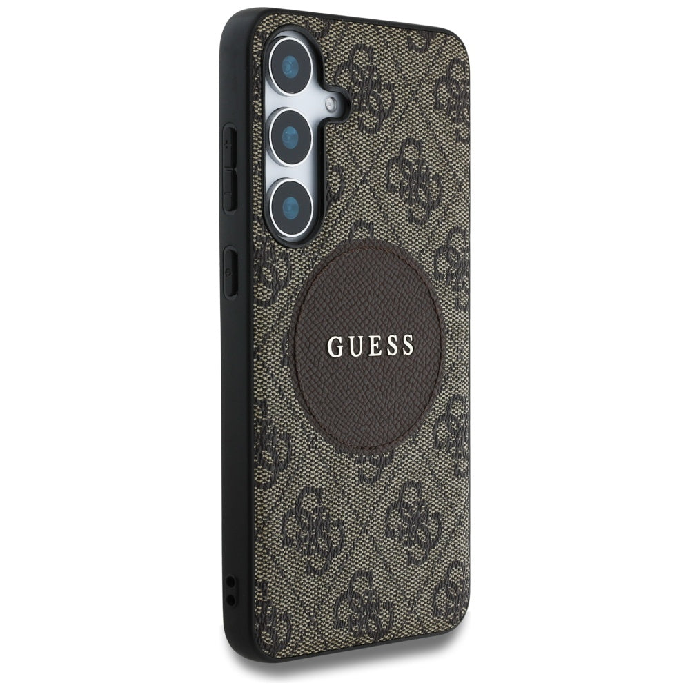 MagSafe tok Samsung Galaxy S25 S931-hez, Guess, 4G Circle Classic Logo, Barna