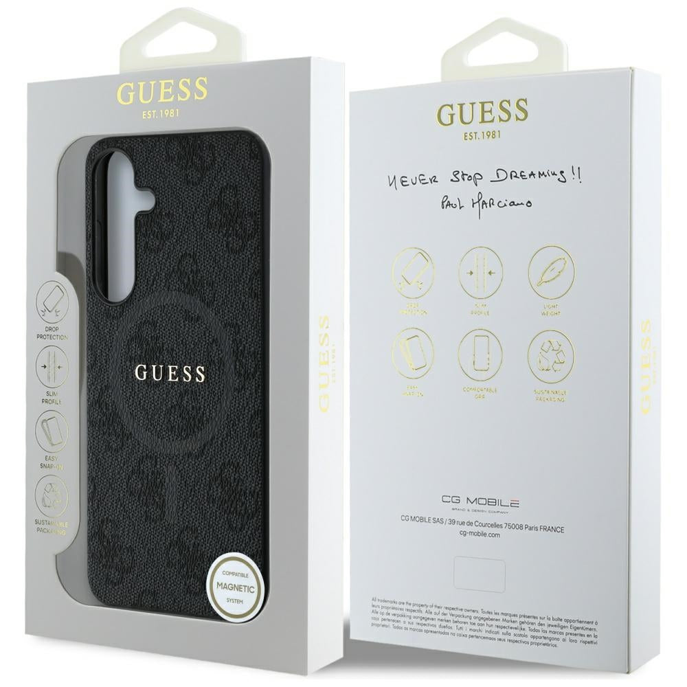 MagSafe tok Samsung Galaxy S25 S931-hez, Guess, 4G Ring Classic Logo, Fekete
