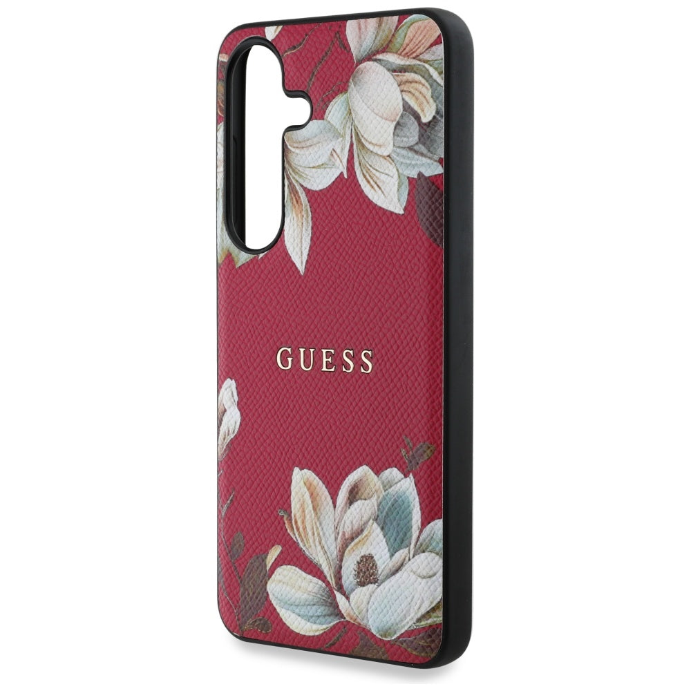 MagSafe tok Samsung Galaxy S25 S931-hez, Guess, Grained Flowers, Fucsia