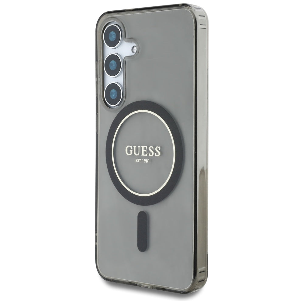 MagSafe tok Samsung Galaxy S25 S931-hez, Guess, IML Glitter Circle, Fekete