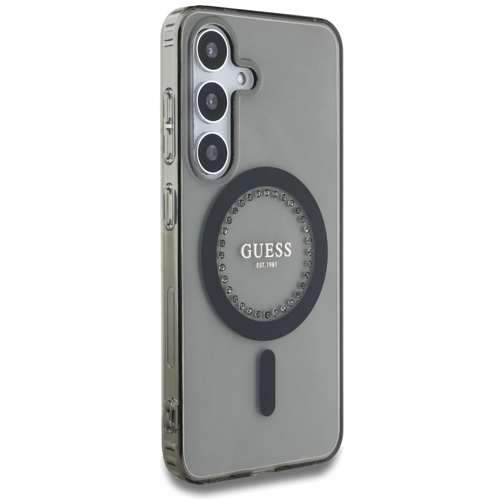 MagSafe tok Samsung Galaxy S25 S931-hez, Guess, IML Rhinestone, Fekete