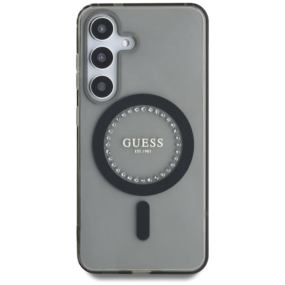 MagSafe tok Samsung Galaxy S25 S931-hez, Guess, IML Rhinestone, Fekete