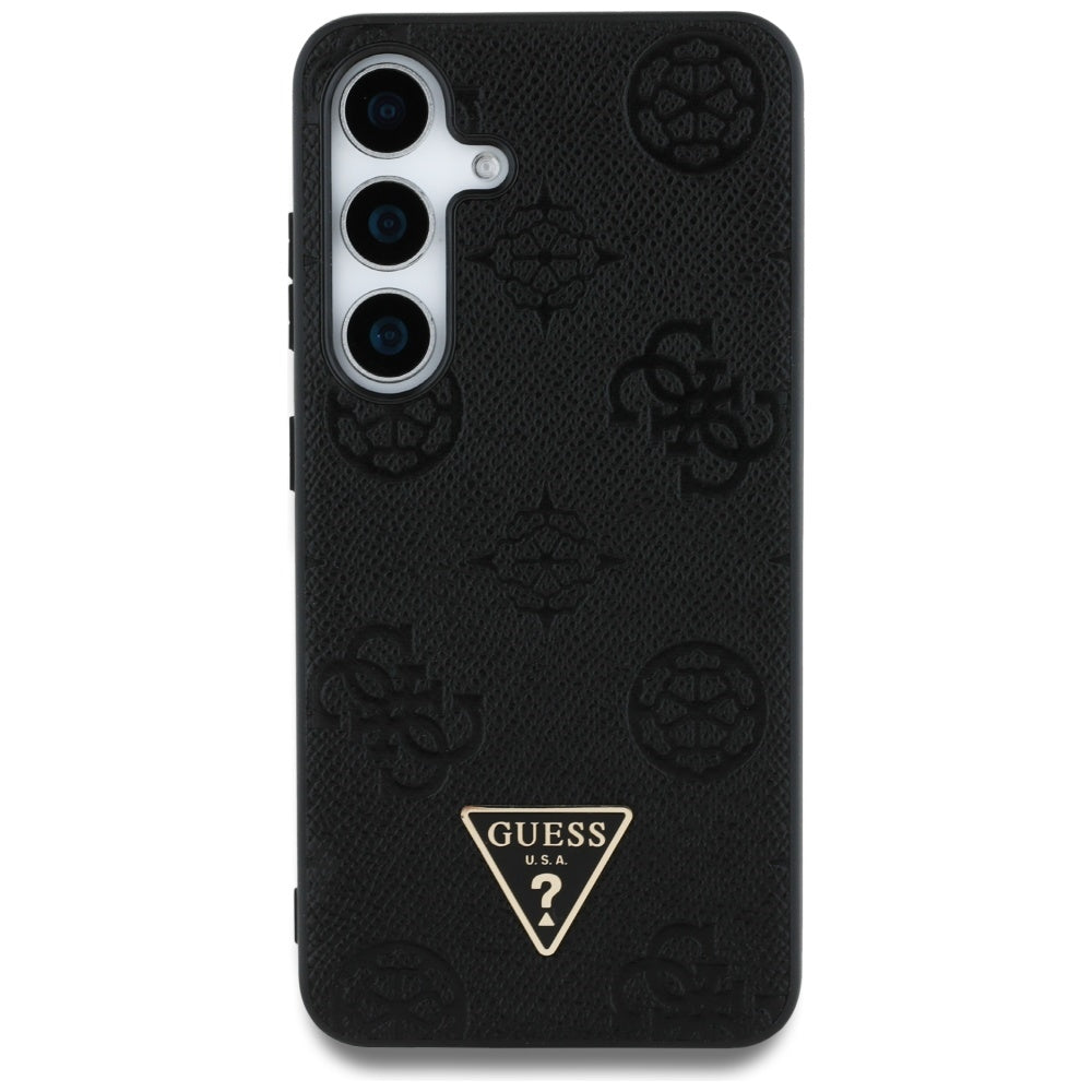 MagSafe tok Samsung Galaxy S25 S931-hez, Guess, Peony Grained Hot Stamp Triangle, Fekete