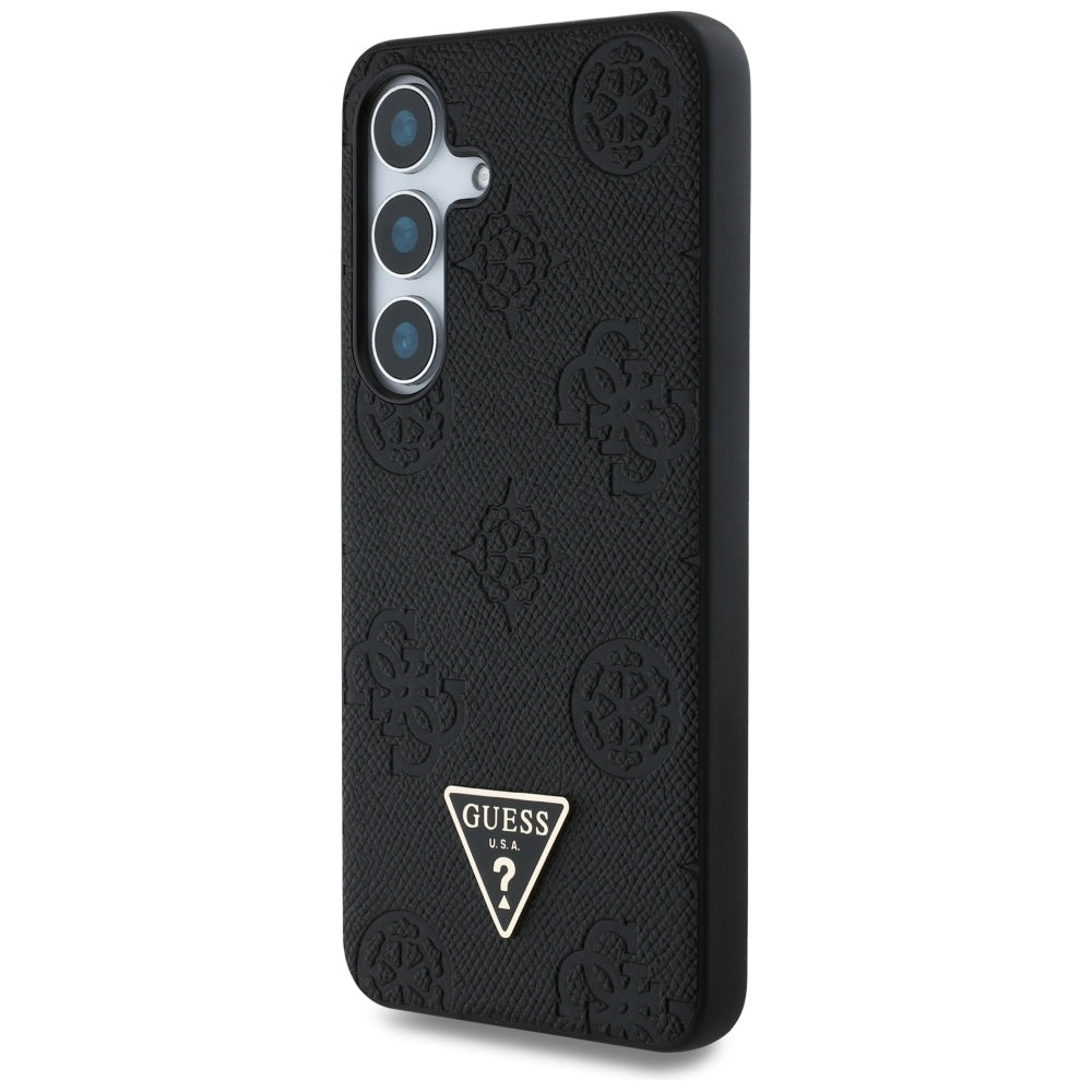 MagSafe tok Samsung Galaxy S25 S931-hez, Guess, Peony Grained Hot Stamp Triangle, Fekete