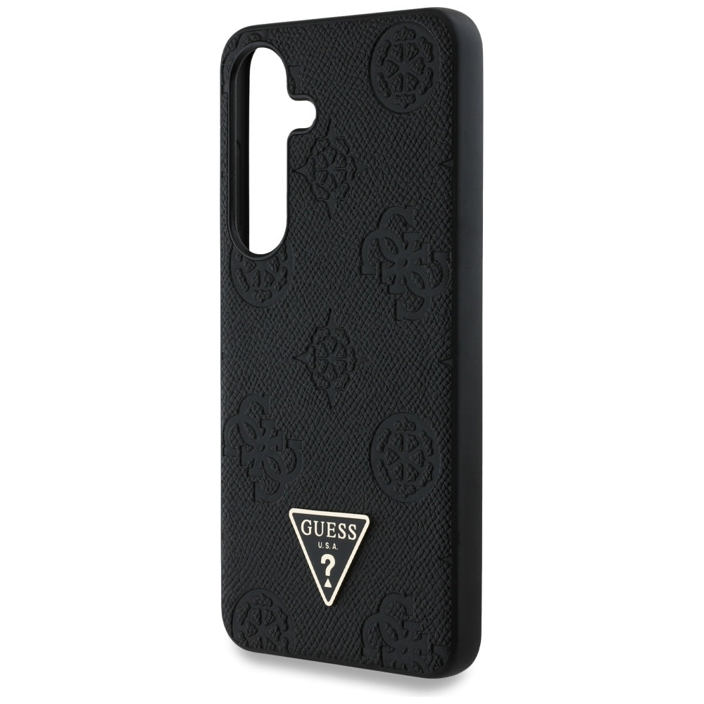 MagSafe tok Samsung Galaxy S25 S931-hez, Guess, Peony Grained Hot Stamp Triangle, Fekete