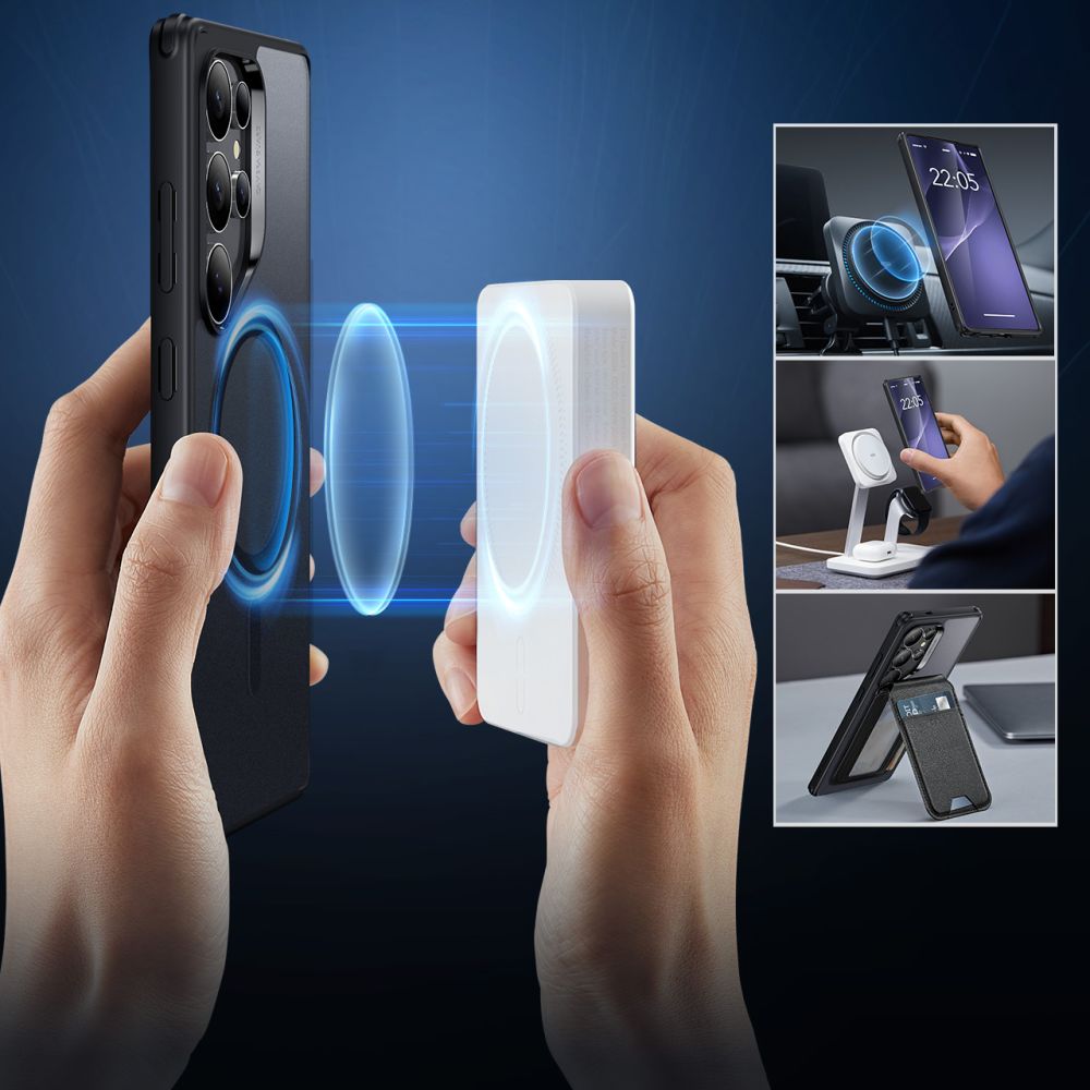 MagSafe tok Samsung Galaxy S25 Ultra S938-hez, ESR, Classic Hybrid, Szatén Fekete