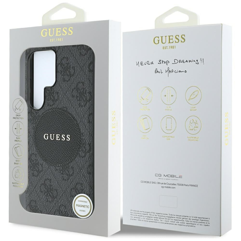 MagSafe tok Samsung Galaxy S25 Ultra S938-hez, Guess, 4G Circle Classic Logo, Fekete