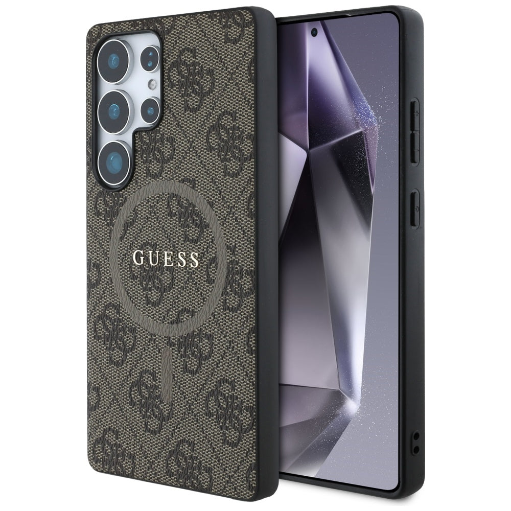 MagSafe tok Samsung Galaxy S25 Ultra S938-hez, Guess, 4G Ring Classic Logo, Barna