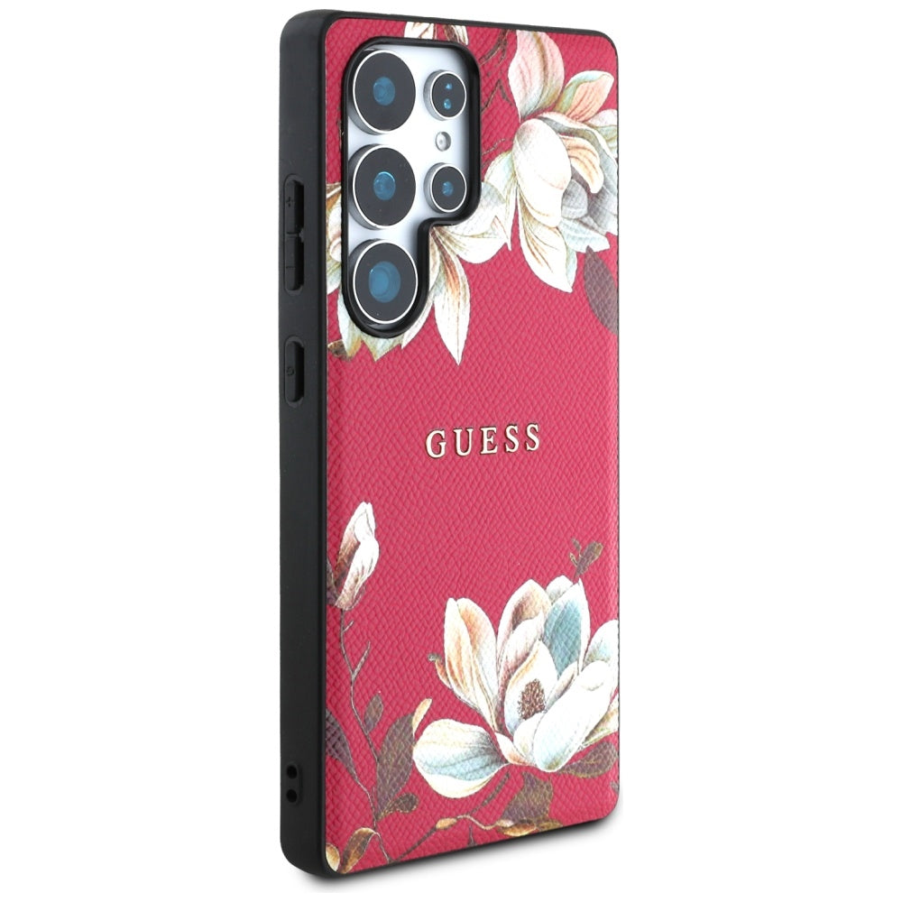 MagSafe tok Samsung Galaxy S25 Ultra S938-hez, Guess, Grained Flowers, Fucsia