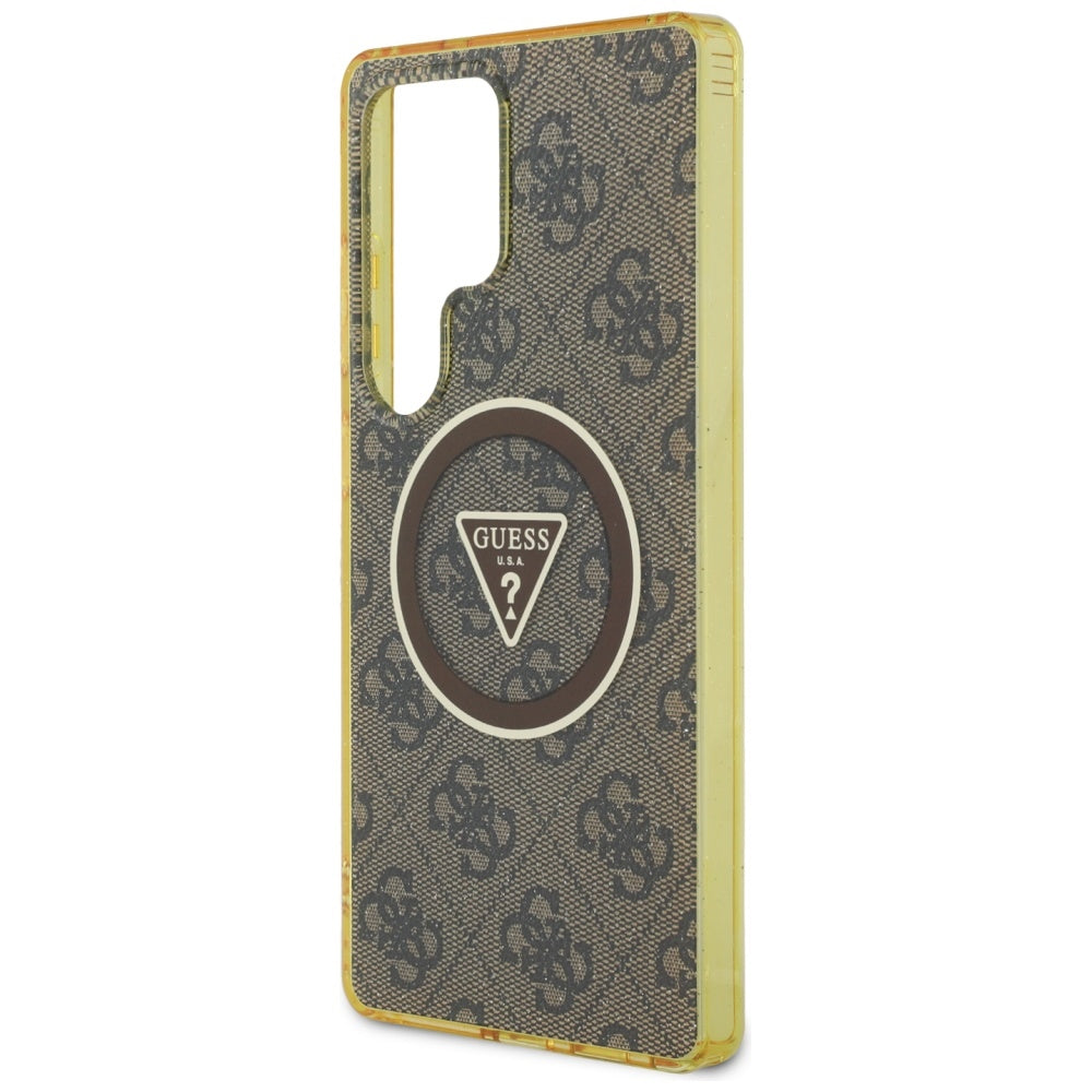 MagSafe tok Samsung Galaxy S25 Ultra S938-hez, Guess, IML Glitter 4G Circle Triangle, Barna