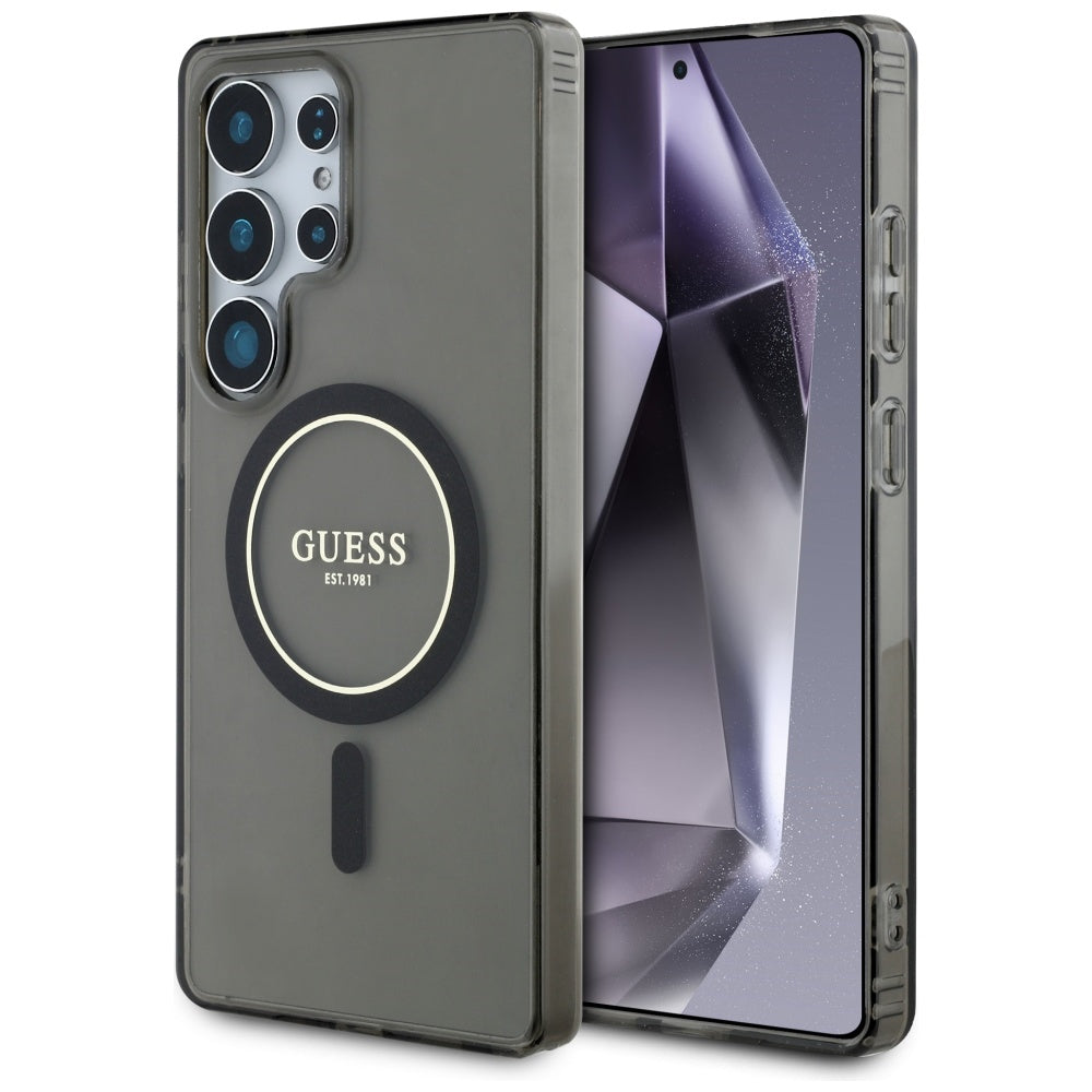 MagSafe tok Samsung Galaxy S25 Ultra S938-hez, Guess, IML Glitter Circle, Fekete
