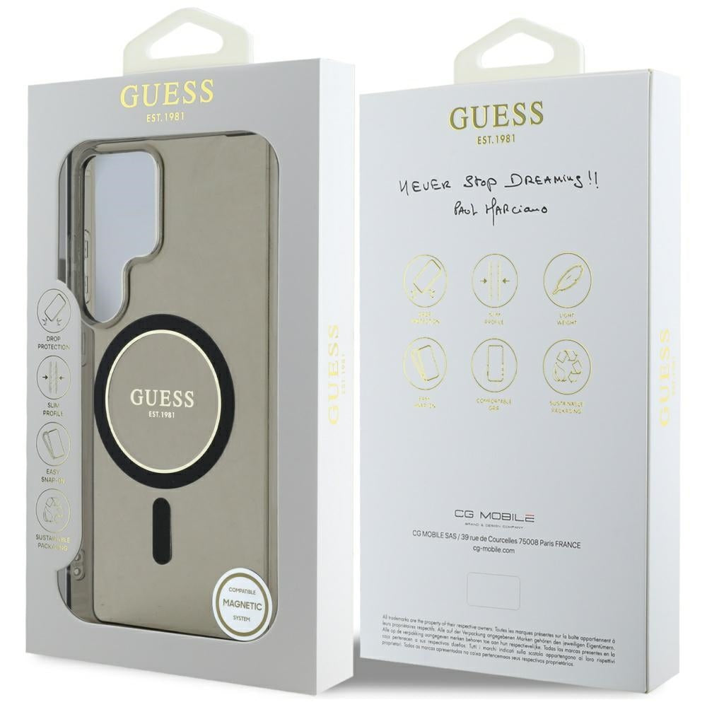 MagSafe tok Samsung Galaxy S25 Ultra S938-hez, Guess, IML Glitter Circle, Fekete