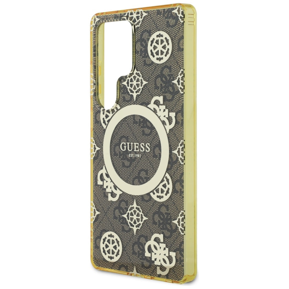 MagSafe tok Samsung Galaxy S25 Ultra S938-hez, Guess, IML Peony On 4G Background, Barna