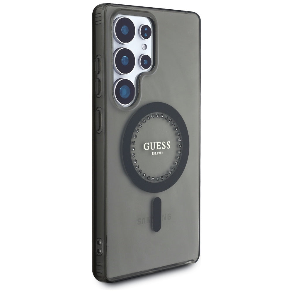 MagSafe tok Samsung Galaxy S25 Ultra S938-hez, Guess, IML Rhinestone, Fekete