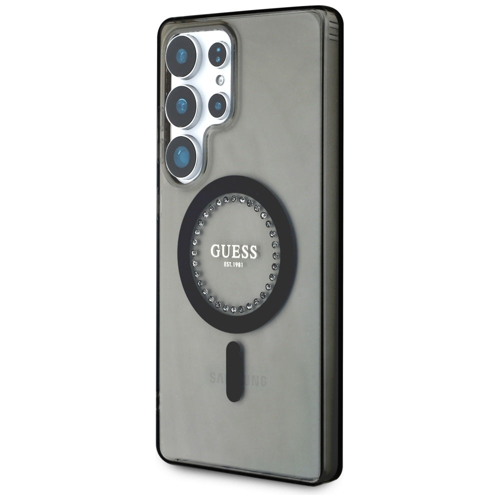 MagSafe tok Samsung Galaxy S25 Ultra S938-hez, Guess, IML Rhinestone, Fekete