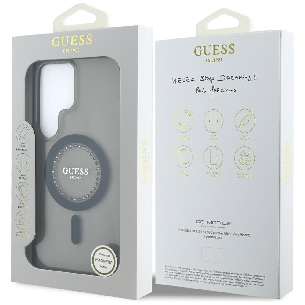MagSafe tok Samsung Galaxy S25 Ultra S938-hez, Guess, IML Rhinestone, Fekete