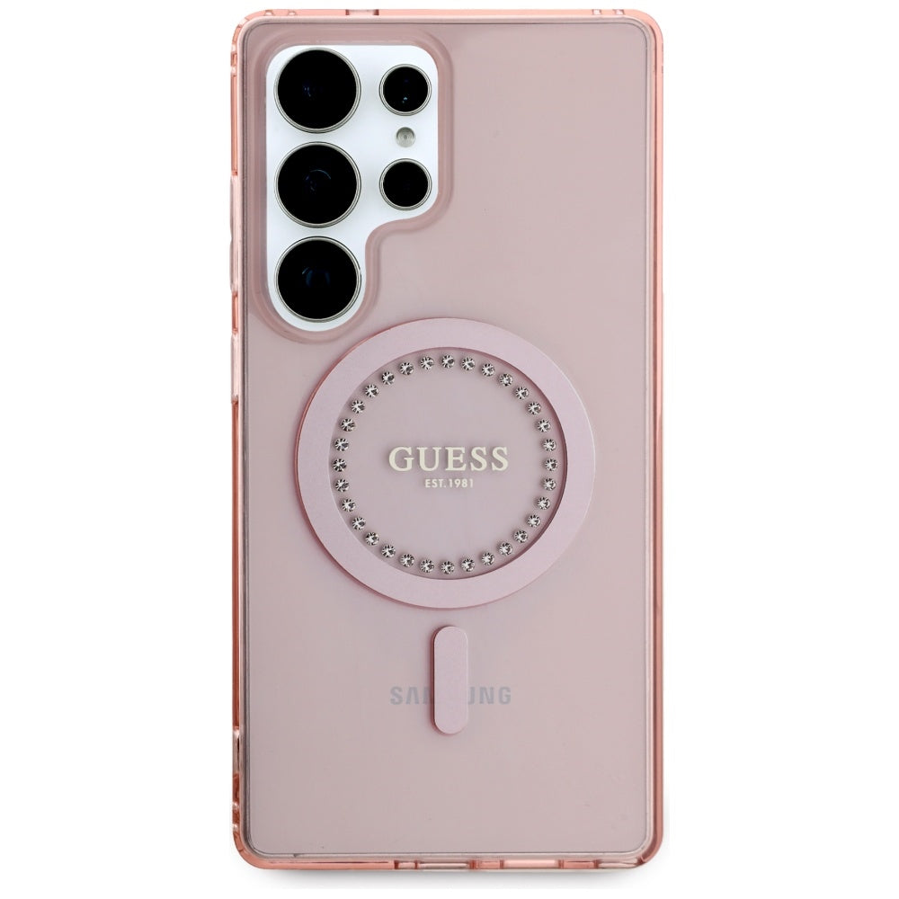 MagSafe tok Samsung Galaxy S25 Ultra S938-hez, Guess, IML Rhinestone, Rózsaszín