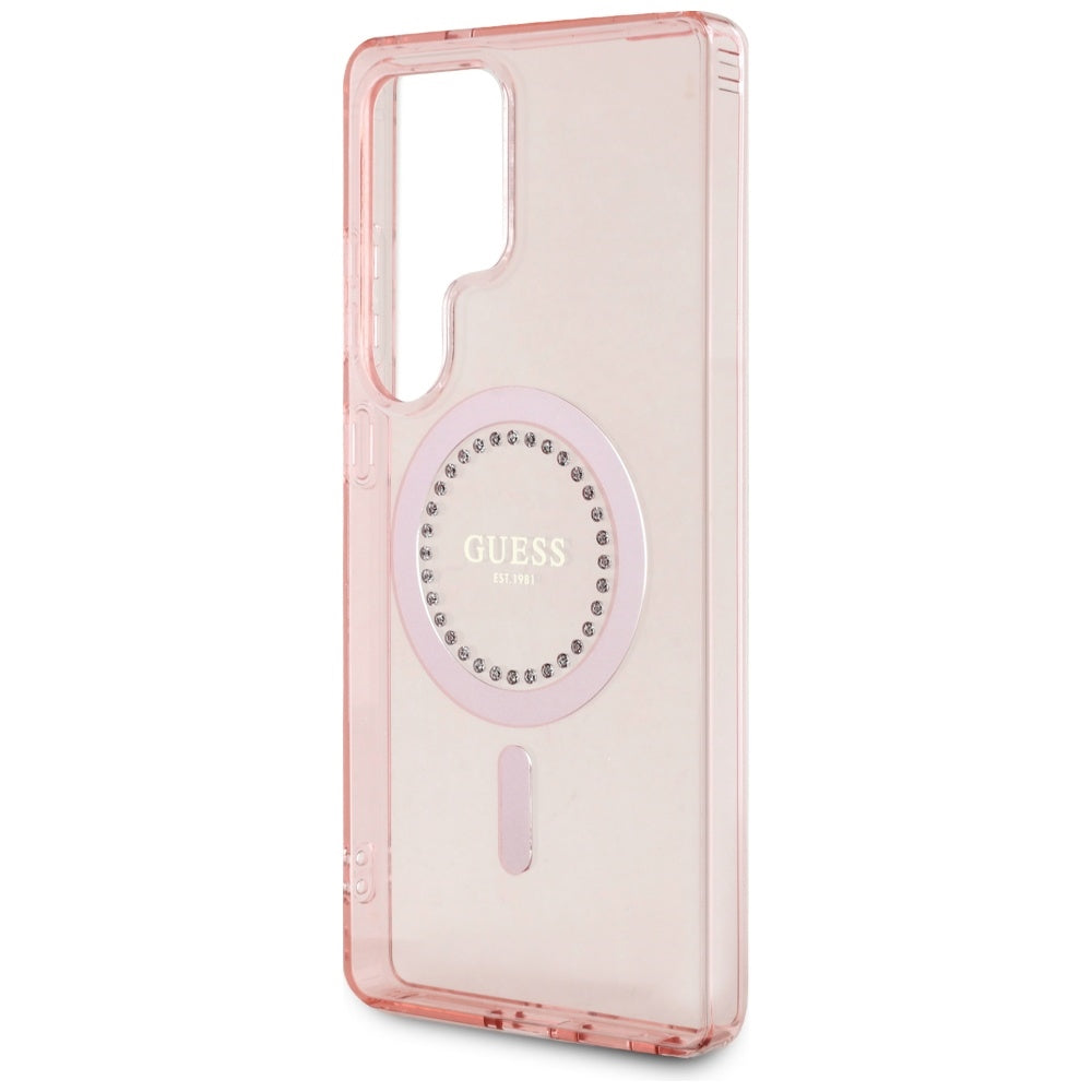 MagSafe tok Samsung Galaxy S25 Ultra S938-hez, Guess, IML Rhinestone, Rózsaszín