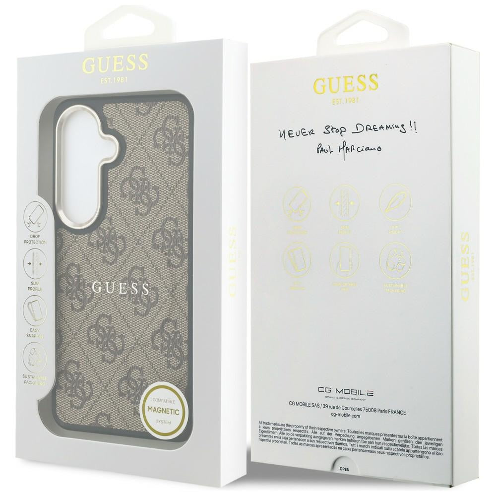 MagSafe tok Samsung Galaxy S26 S942-hez, Guess, 4G Embossed Ring, Barna