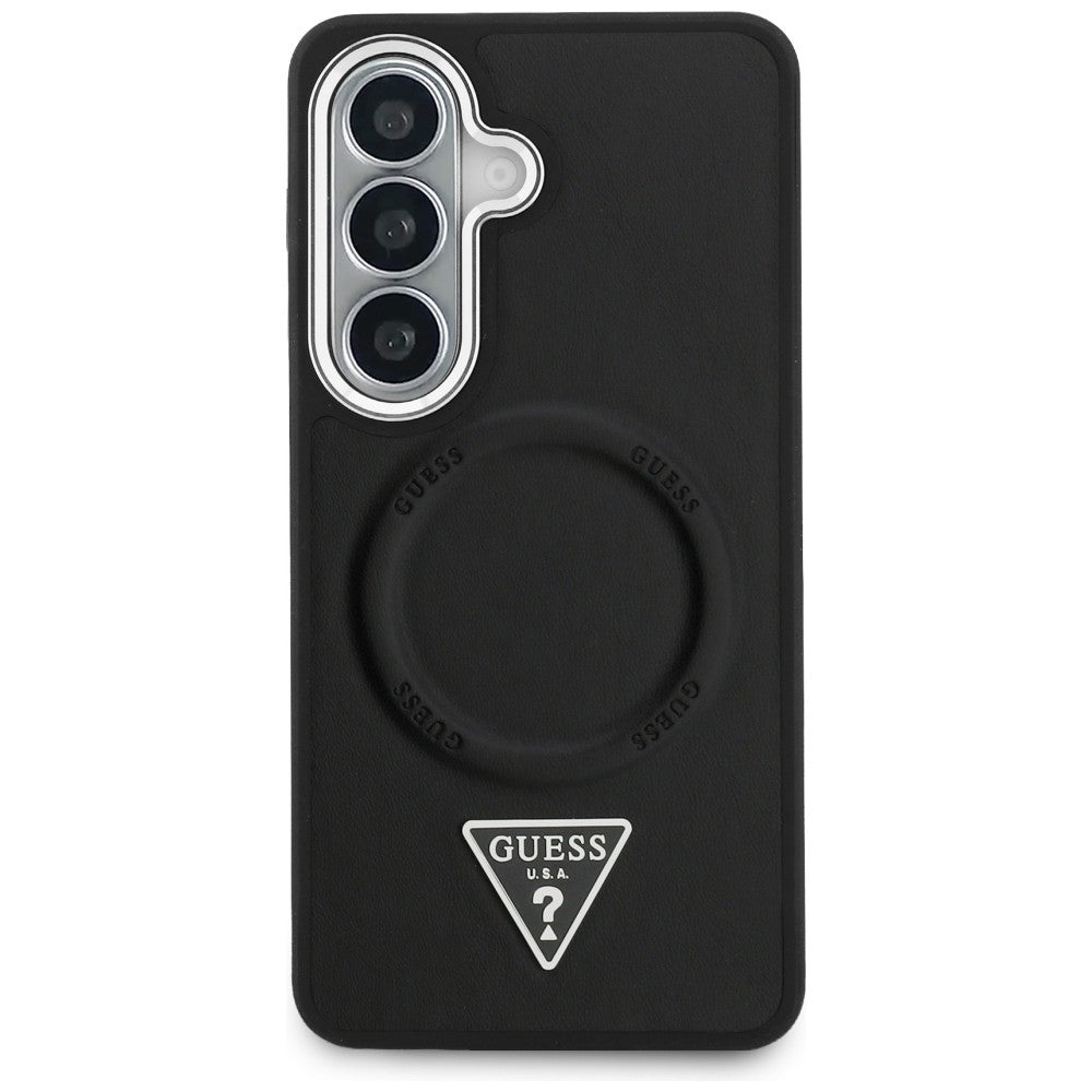 MagSafe tok Samsung Galaxy S26 S942-hez, Guess, Embossed Ring Triangle Logo, Fekete