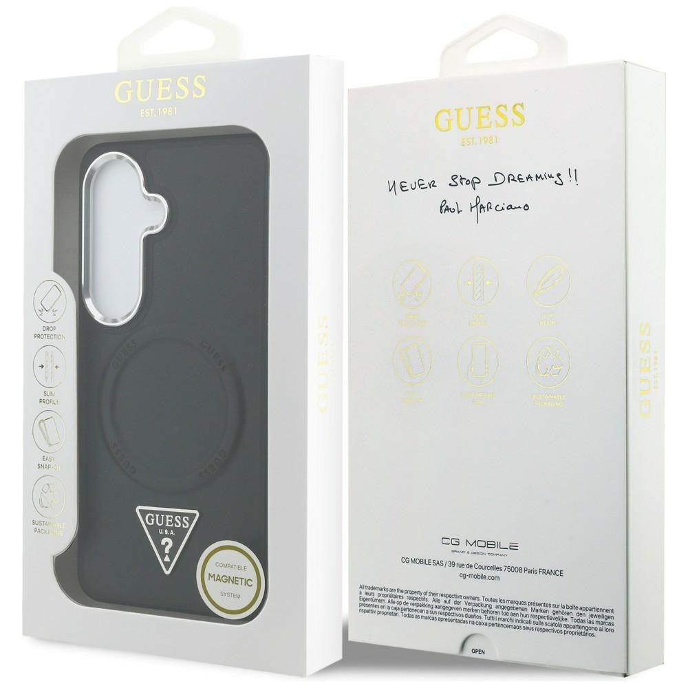 MagSafe tok Samsung Galaxy S26 S942-hez, Guess, Embossed Ring Triangle Logo, Fekete