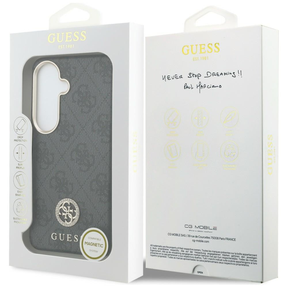 MagSafe tok Samsung Galaxy S26 S942-hez, Guess, Rhinestone Round Logo, Fekete