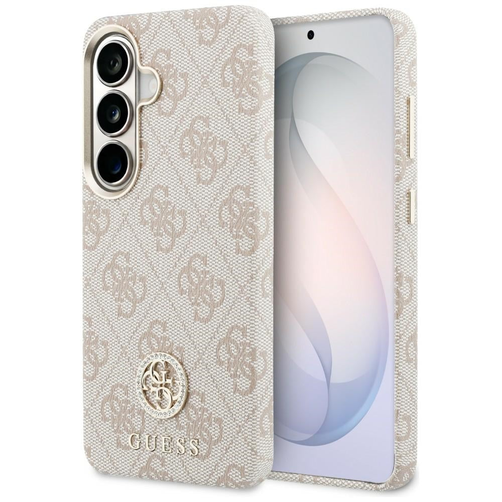 MagSafe Case for Samsung Galaxy S26 S942, Guess, Rhinestone Round Logo, Pink