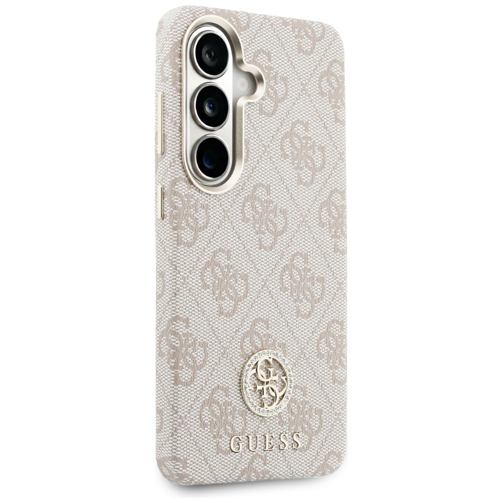 MagSafe Case for Samsung Galaxy S26 S942, Guess, Rhinestone Round Logo, Pink