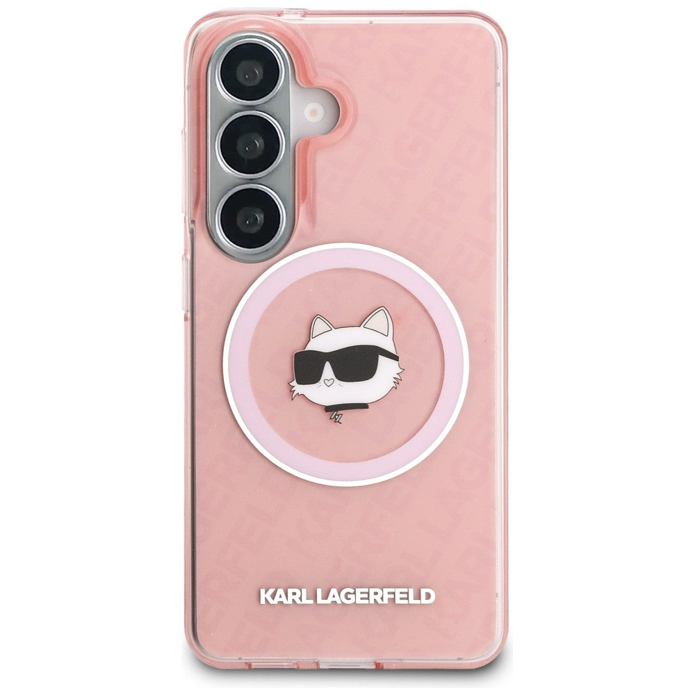 MagSafe tok Samsung Galaxy S26 S942-hez, Karl Lagerfeld, IML Choupette Head on KL Repeated Logo, Rózsaszín
