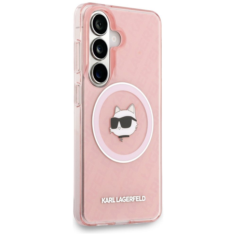 MagSafe tok Samsung Galaxy S26 S942-hez, Karl Lagerfeld, IML Choupette Head on KL Repeated Logo, Rózsaszín