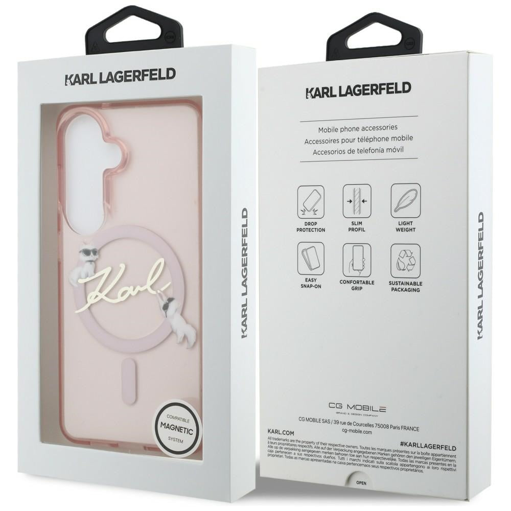 MagSafe tok Samsung Galaxy S26 S942-hez, Karl Lagerfeld, IML Choupette Karl Script Logo, Rózsaszín