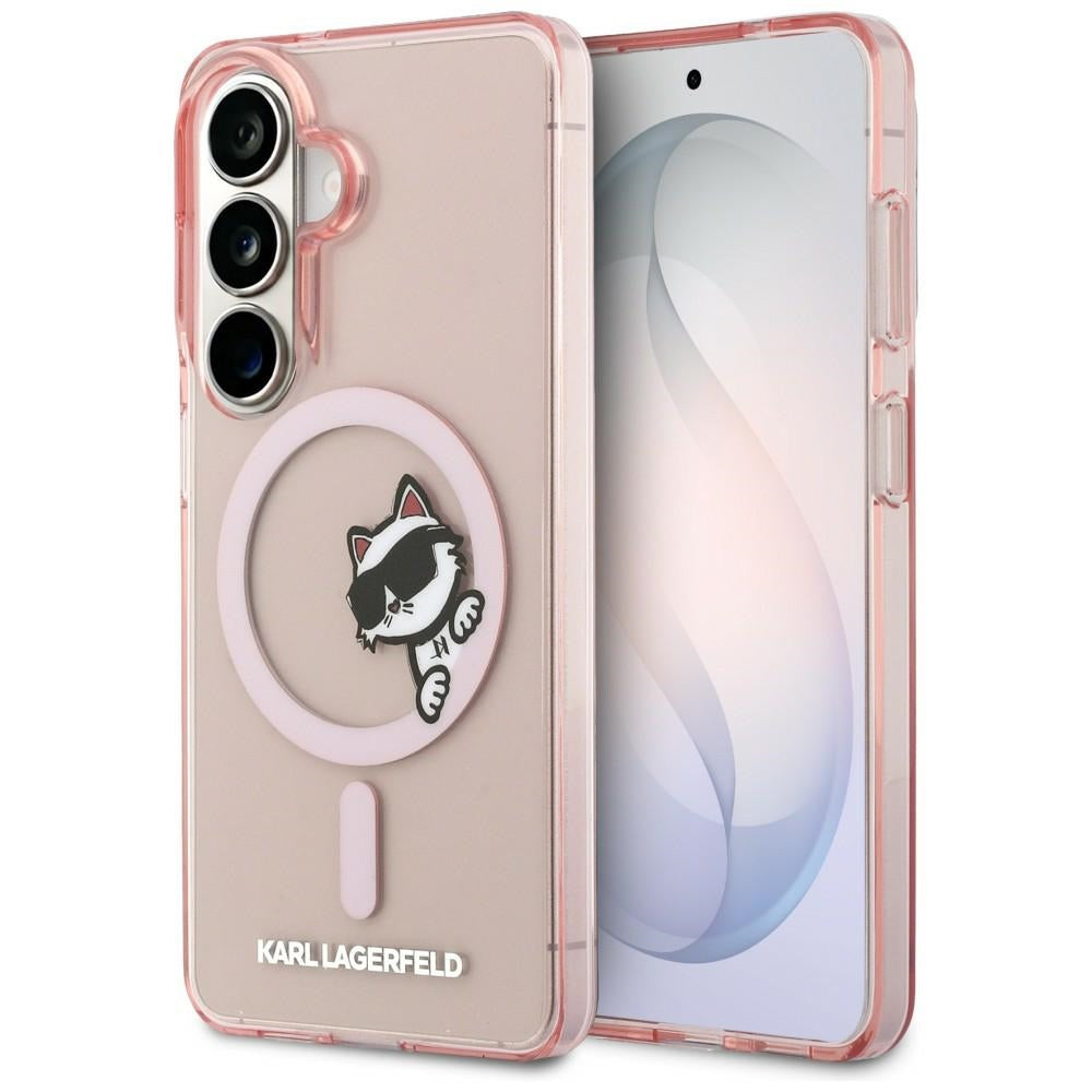 MagSafe Case for Samsung Galaxy S26 S942, Karl Lagerfeld, IML Choupette Peekaboo Logo, Pink