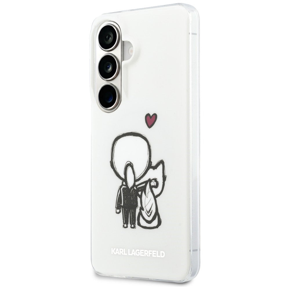 MagSafe tok Samsung Galaxy S26 S942-hez, Karl Lagerfeld, IML Karl & Choupette hátlapi logó, fehér