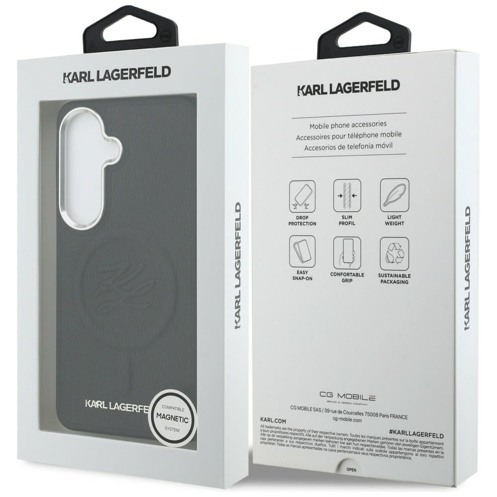 MagSafe tok Samsung Galaxy S26 S942-hez, Karl Lagerfeld, Initial Logo Debossed, Fekete