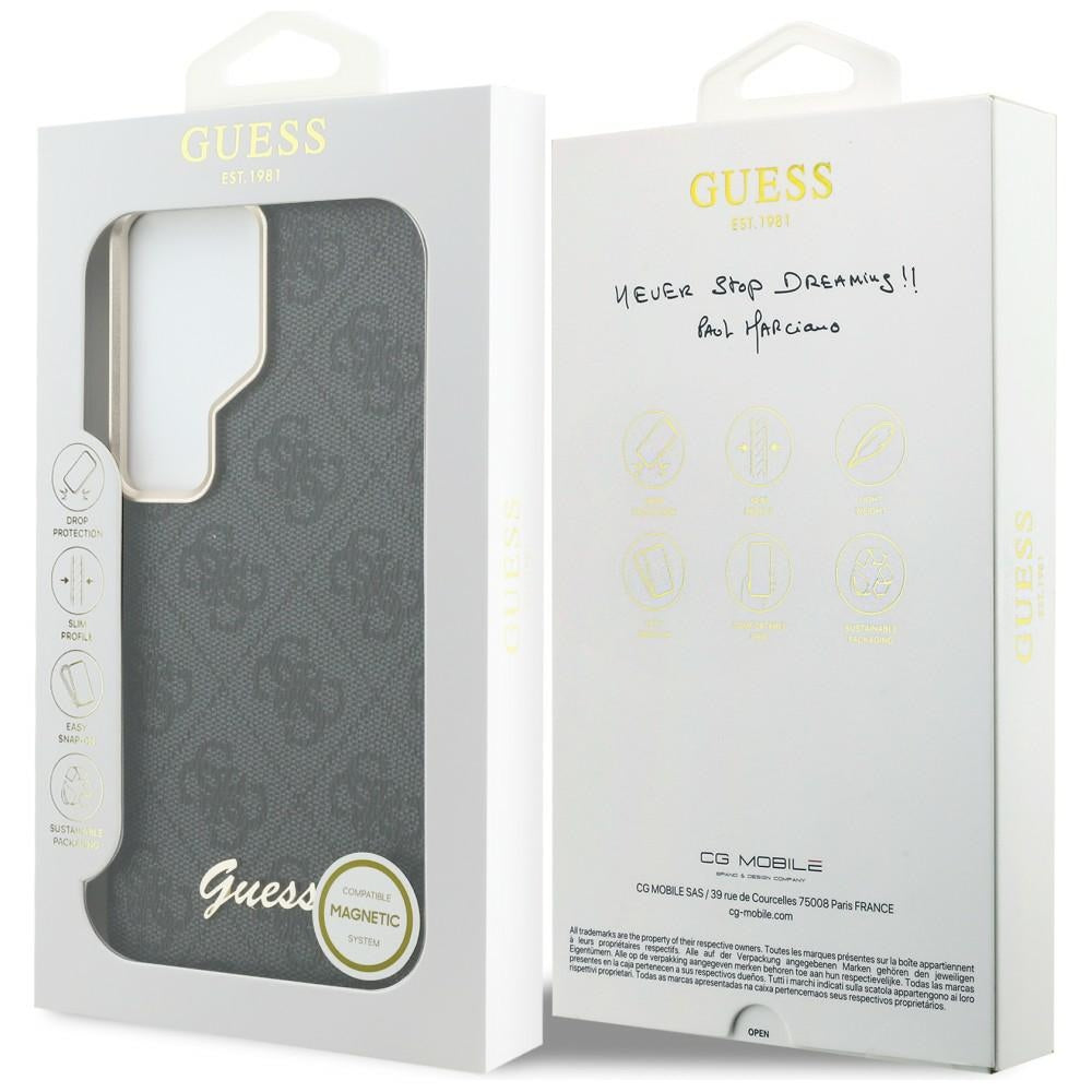 MagSafe tok Samsung Galaxy S26 Ultra S948-hez, Guess, 4G Script Logo, Fekete