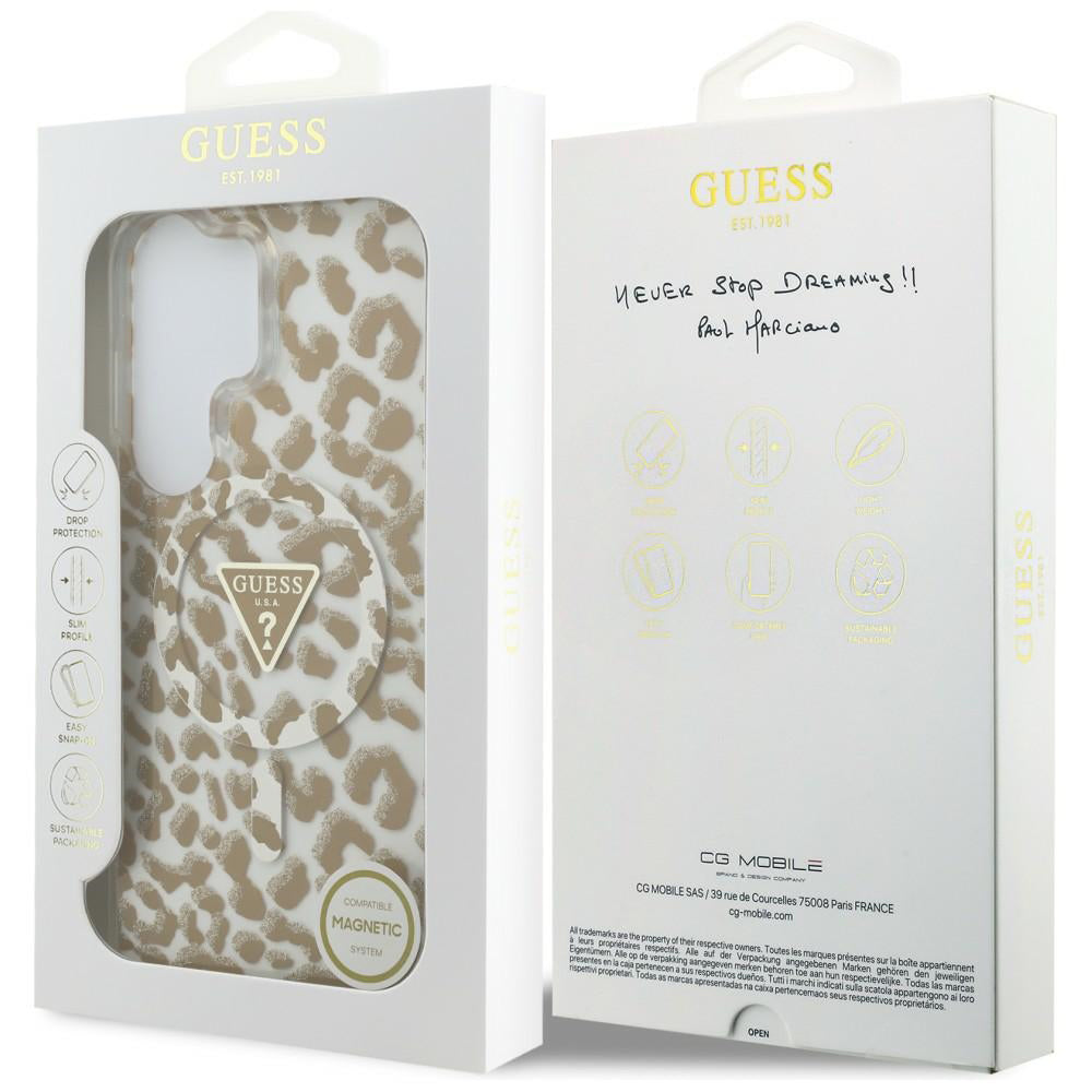MagSafe tok Samsung Galaxy S26 Ultra S948-hez, Guess, IML Leopard minta, Barna