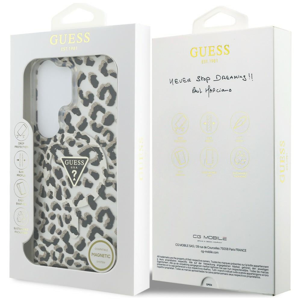 MagSafe tok Samsung Galaxy S26 Ultra S948-hez, Guess, IML Leopard minta, Fekete