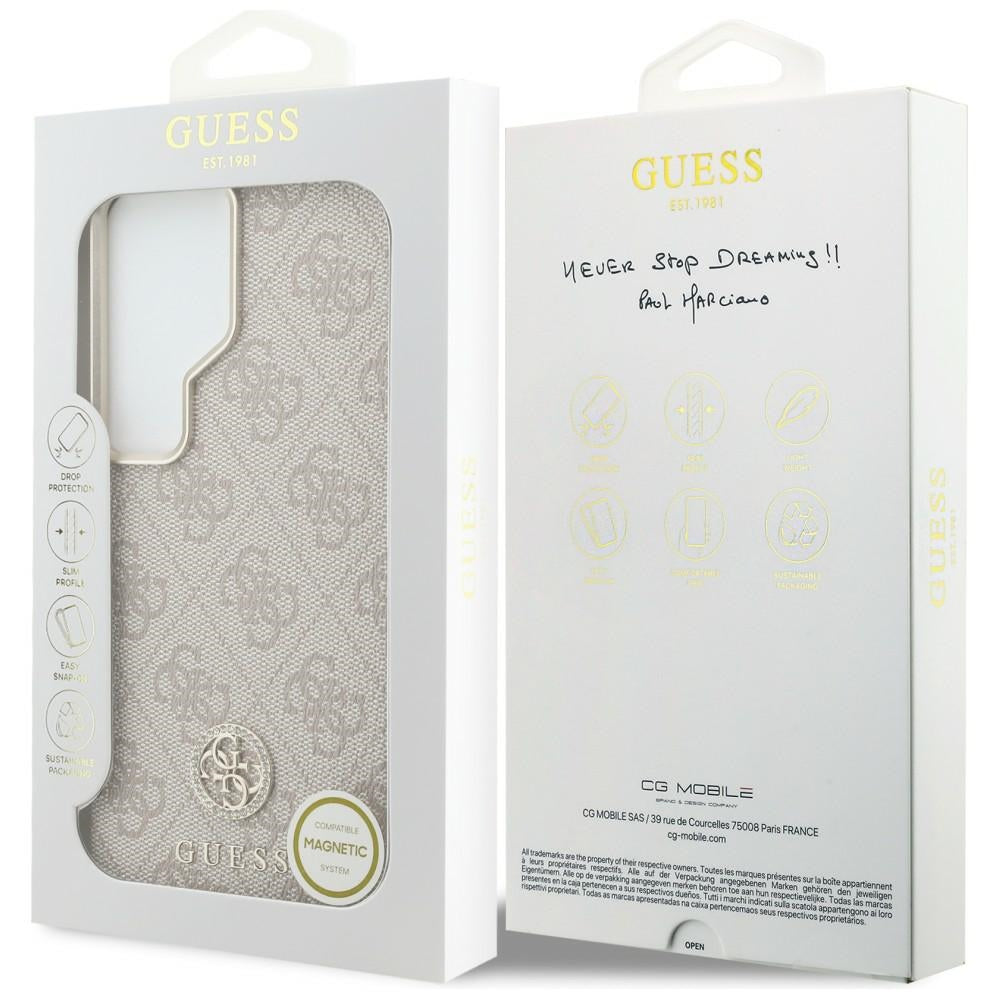 MagSafe tok Samsung Galaxy S26 Ultra S948-hez, Guess, Rhinestone Round Logo, Rózsaszín