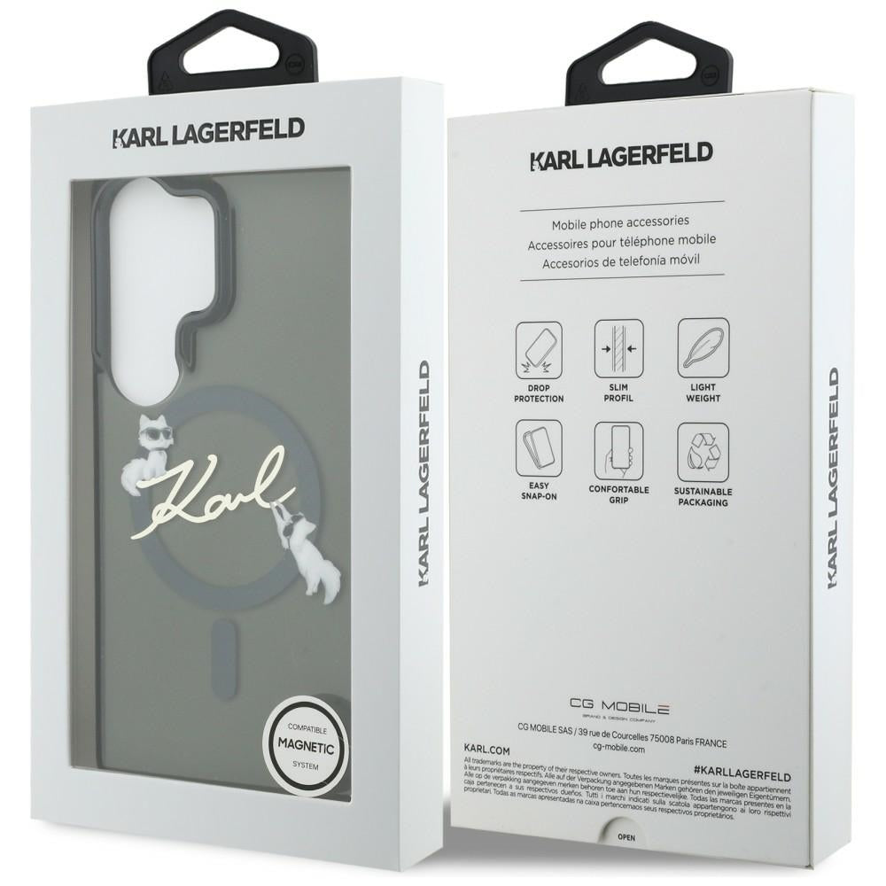 MagSafe tok Samsung Galaxy S26 Ultra S948-hez, Karl Lagerfeld, IML Choupette Karl Script Logo, Fekete