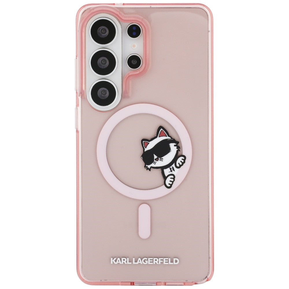 MagSafe tok Samsung Galaxy S26 Ultra S948-hez, Karl Lagerfeld, IML Choupette Peekaboo Logo, Rózsaszín