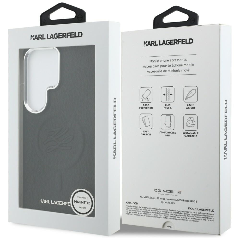 MagSafe tok Samsung Galaxy S26 Ultra S948-hez, Karl Lagerfeld, Initial Logo Debossed, Fekete