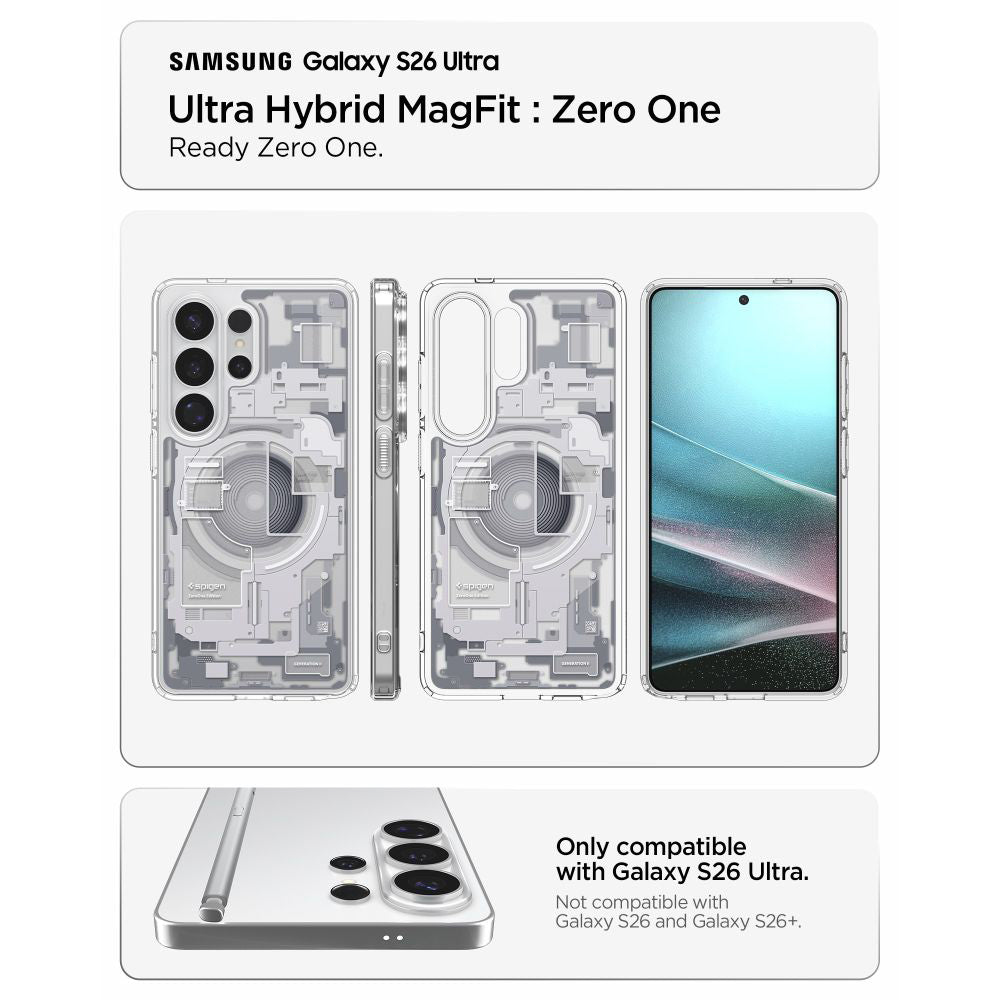 MagSafe tok Samsung Galaxy S26 Ultra S948-hez, Spigen, Ultra Hybrid Zero One, Fehér ACS10683