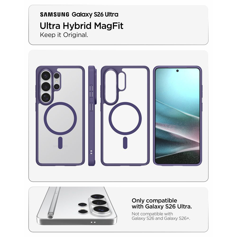 MagSafe Case for Samsung Galaxy S26 Ultra S948, Spigen, Ultra Hybrid, Dark Purple ACS11208